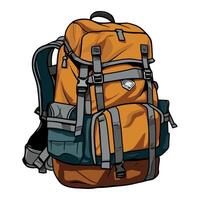 An orange backpack with straps and straps vector