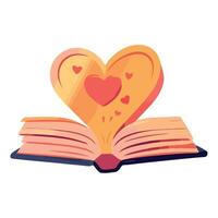 An open book with a heart shape on top vector