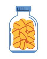 A jar filled with pills on a white background vector