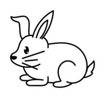 A rabbit is sitting on the ground in a line drawing vector