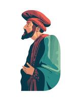 A man with a beard and red hat vector