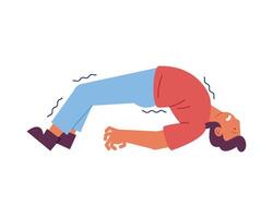 Man lying on his back with his legs up vector