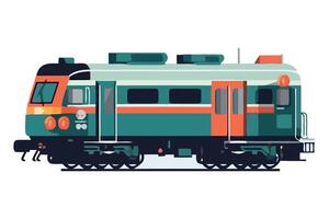 A train on a white background with orange and green stripes vector