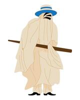 A man in a white robe and hat with a stick vector