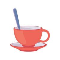 A cup with a spoon and saucer on a white background vector