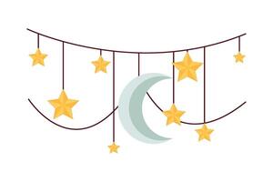 A moon and stars hanging from a string vector