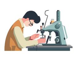 A man is working on a sewing machine vector