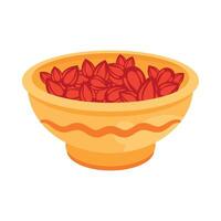 A bowl full of red beans on a white background vector