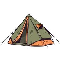 A tent with a green and orange color scheme vector
