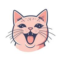 A cartoon cat with its mouth open and its tongue out vector