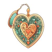 A heart shaped locket with a chain vector