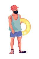 A man with a life preserver in his hand vector