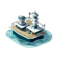 Isometric illustration of a lighthouse on a small island vector