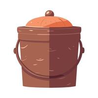 A brown bucket with a pumpkin inside vector