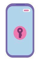 A phone with a key in the middle of it vector