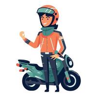 A cartoon man on a motorcycle with a helmet vector