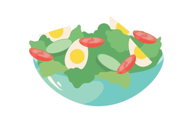 A salad with eggs and tomatoes in a bowl