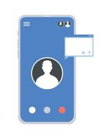 Mobile phone with chat bubble and person icon vector