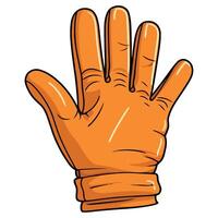 An orange glove with a hand on it vector