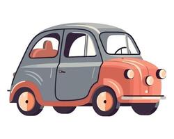 An old car with a gray roof and orange trim vector