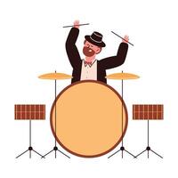 Drummer playing drums on a white background vector