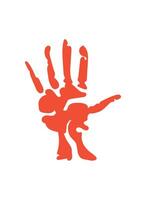 A hand with a red handprint on it vector