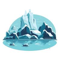 Icebergs in the ocean with water and rocks vector