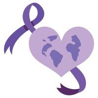 A purple ribbon with a world map inside vector