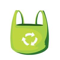 A green bag with a recycling symbol on it vector