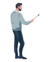 Man with a stick and a pencil illustration vector
