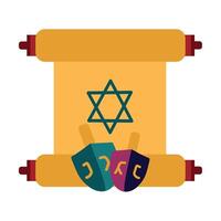 Jewish holiday icon with two hanukkah candles and a scroll of hanuk vector