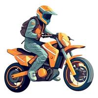 A cartoon illustration of a person riding a motorcycle vector