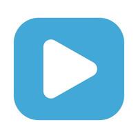 A blue play button with a white arrow vector