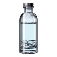 A clear bottle with water inside on a white background vector