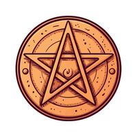 A pentagram with an eye in the center of it vector