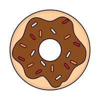 A donut with chocolate frosting and sprinkles on a white background vector