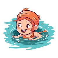 A cartoon boy swimming in the water vector
