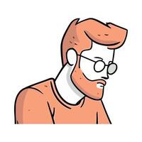 A man with glasses and a beard is looking down vector
