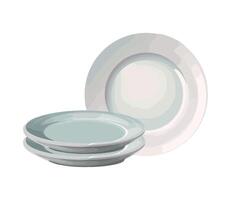 A set of plates and a bowl on a white background vector