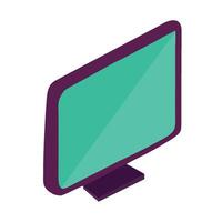 A flat screen monitor with a green background vector