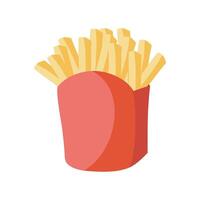French fries in a red box on a white background vector