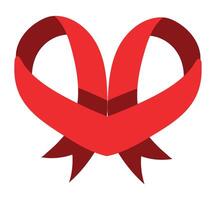 Red ribbon in heart shape on white background vector