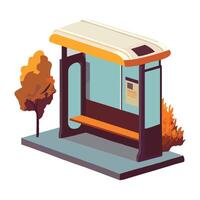 An illustration of a bus stop with a bench vector