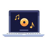 A laptop with music notes and a disc vector