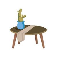 A table with a cactus plant on it vector