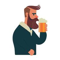 A man with a beard and a beer mug vector
