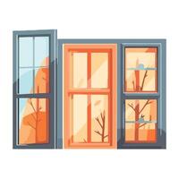 An open window with a tree outside vector