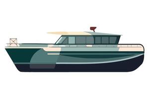 A boat on a white background with a green and white color scheme vector