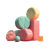 A pile of colorful candy is shown on a white background vector