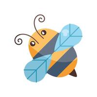 A cartoon bee with a blue and yellow wings vector